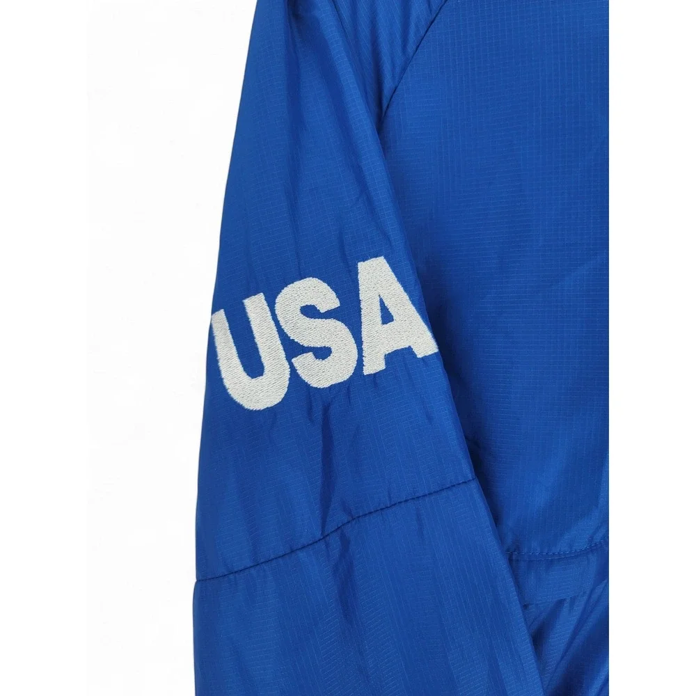 Adidas USA Windbreaker Jacket M Blue Half Zip Hooded Team USA Olympic EUC Size S